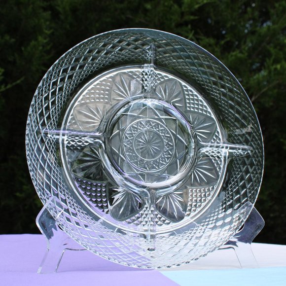 Antique Clear, 5 Part Relish Dish - Picture 1 of 4